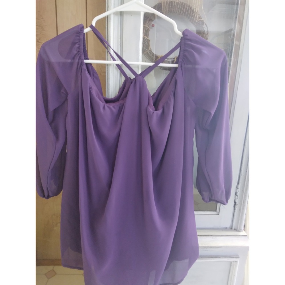 Vemvan Purple Chiffon Spaghetti halter off shoulder  M